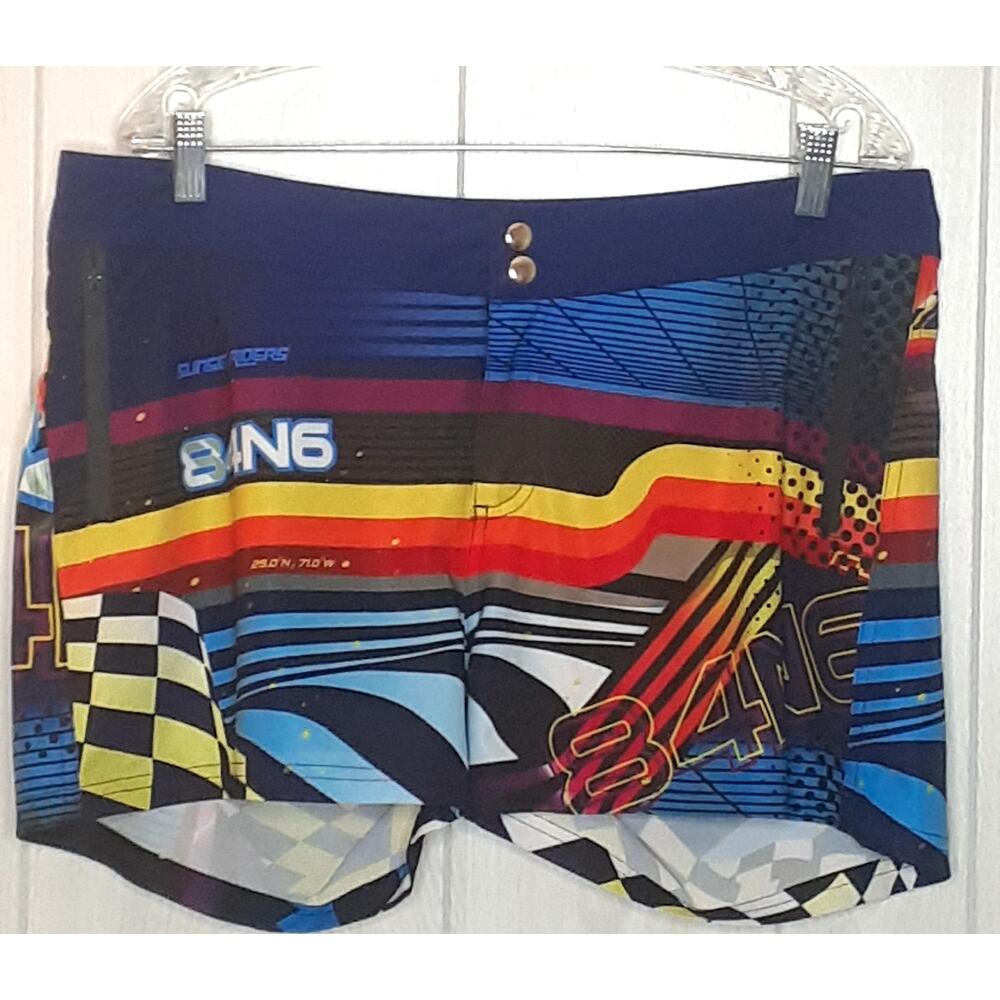 Bang! Miami Swim Trunks Size XL 2 Zip Pockets Quick Dry Vibrant Colors